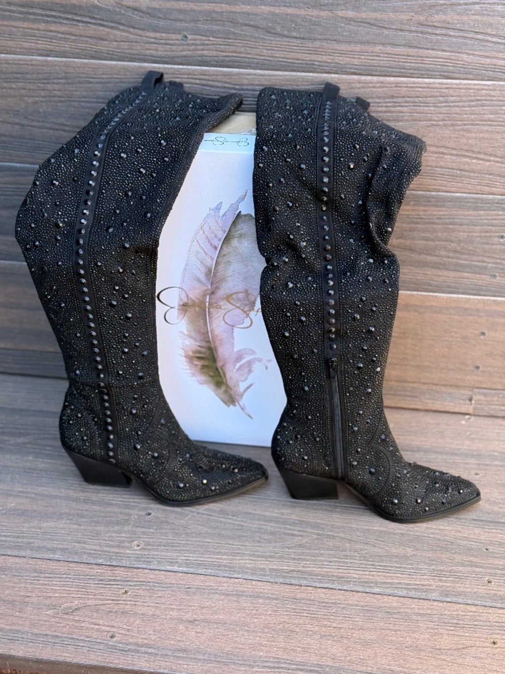 Jessica Simpson OTK crystal western boot size 7.5